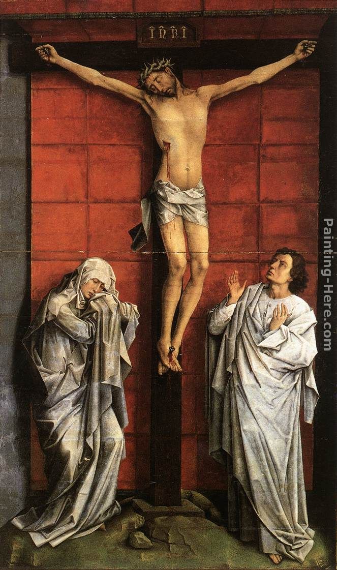 Christus on the Cross with Mary and St John painting - Rogier van der Weyden Christus on the Cross with Mary and St John art painting